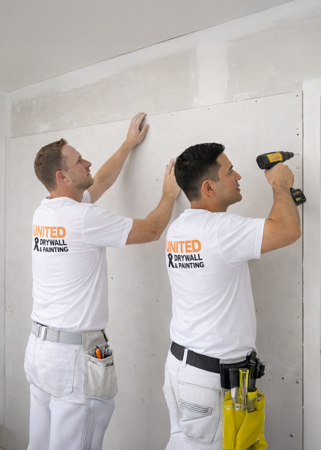 United Drywall & Painting crew installing drywall